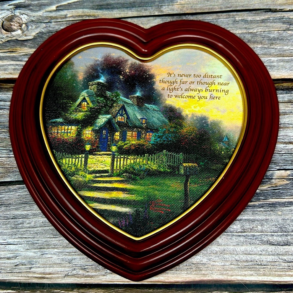BRADFORD EXCHANGE THOMAS KINKADE HEART FRAMED CANVAS PRINT NIB never opened​